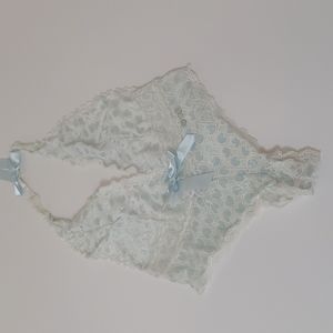 Victoria's Secret White with Powder Blue Hearts Lingerie Onesie